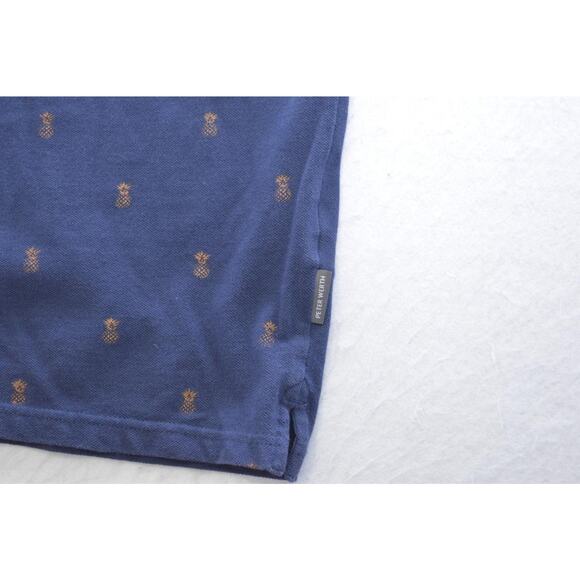 Peter Werth London Golf Polo Pineapples Blue Short Sleeve Mens Medium - Picture 6 of 8